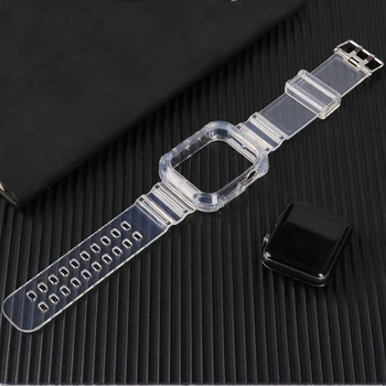 Caz+Curea pentru Apple Watch Band 44mm 40mm 42mm 38mm Accesorii Moale Bratara de Silicon Transparent apple watch serie se 6 5 4 3