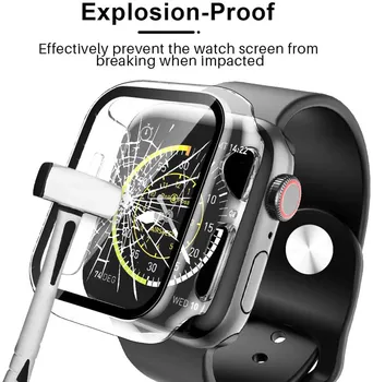 Caz Pentru Apple Watch 6 SE 44mm 40mm Temperat Pahar Ecran Protector Pentru Applewatch iWatch Seria 5 4 Protactors