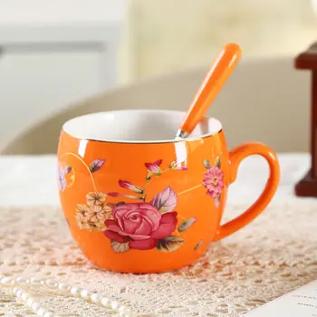 Colorate Cana Ceramica Gura Mare Cupa Cuplu Ceașcă de Cafea Cadou Cana cu Lapte Exclusiv Lingura de Cesti si Cani Cana de Cafea Drăguț