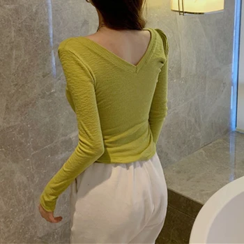 Colorfaith Noi 2021 Femei Primavara-Vara tricou Bottom de Bază la Modă coreean Sălbatice Slim Lady Sexy Scurte Roz Topuri T7330