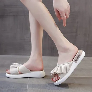 Comemore 2021 Moda Pantofi de Vara pentru Femei Sandale Plate Tineri Plaja Doamnelor Sandale Slip-on Negru Bej Flip Flop Femeie Papuci