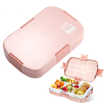 Copii Bento Box Cu 6 Compartimente 920ml Cutie Bento Grădiniță Picnic Călătorie Snack Box cu Microunde Adulți Cutie de Prânz