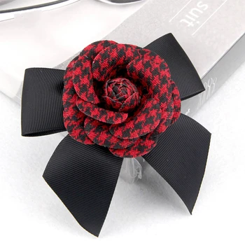 Coreea Pânză Neagră Flori Camellia Papion Broșe Bijuterii de Lux de Mare Neckpin Papion Guler Pin Cadouri pentru Femei Accesorii