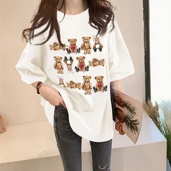 Coreea Supradimensionat Femei T Shirt Scrisoarea Imprimate tricou de Vara Topuri Fetele Harajuku Casual cu Maneci Scurte Plus Tricou Femme Îmbrăcăminte
