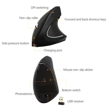 Cu fir dreptaci Verticale Mouse-ul Ergonomic Mouse de Gaming 800 1200 1600 DPI, USB, Optic Încheietura mâinii Sănătate Mouse-ul pentru Calculator PC