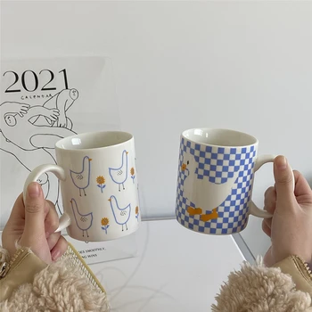 Cutelife INS Nordic Ceramic Alb Drăguț Rață Amuzant Cupa Bucătărie Ceai Lapte Cafea Ceasca de Cuplu Cadouri Creative Cana de Cafea Cu Mâner