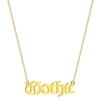 Cxwind Farmecul Gotic Scrisoare Cravată Colier Pentru Femei Din Oțel Inoxidabil De Aur Inițială Vechi Font Engleză Scrisoare Colier Bijoux Femme