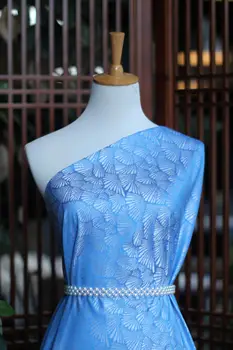 Cântec nou brocart cheongsam îmbrăcăminte în stil Chinezesc mătase de dud fire vopsite jacquard frunze albastru
