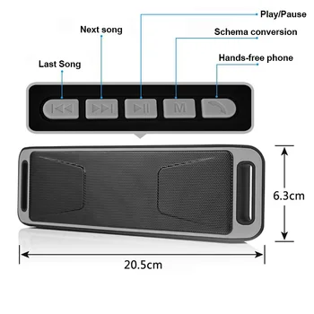 De Vânzare la cald Portabil Bluetooth 4.0 Wireless Speaker TF, USB, Radio FM Dual Sunet de Bas Subwoofer Difuzoare