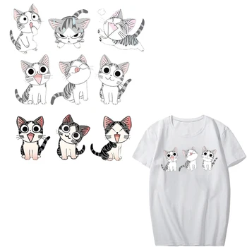 Desene animate Pisica Patch-uri de Transfer de Căldură de Vinil Lavabil Autocolante pentru Copii Haine DIY T-shirt Aplicatiile de Fier pentru transfer termic Termic Apăsați H