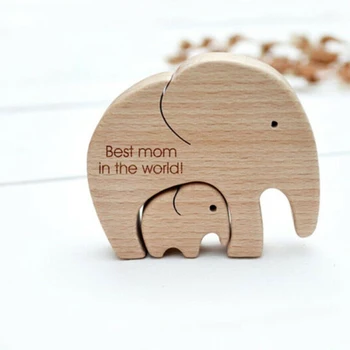 Desktop Decor Cadou de Ziua Mamei Elefant Mamei Și Copilului de Familie Ornamente din Lemn de Cameră Acasă Decor Petrecere Meserii Accesorii