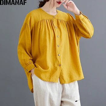 DIMANAF Femei, Plus Dimensiune Bluza Tricouri Bază Doamna Topuri Tunica Bumbac Tee Cutat Cardigan Vrac de sex Feminin de Îmbrăcăminte de Primăvară-Vară 2021