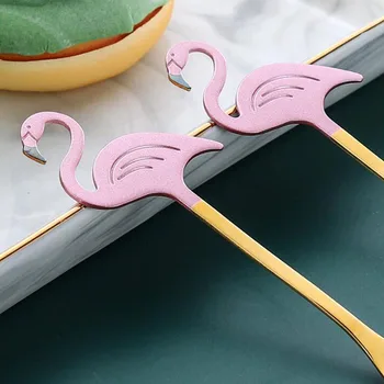 Din Oțel Inoxidabil Creative Flamingo Coffee Scoop Tacamuri Inghetata Lingurite Lingură De Băut Instrumente Consumabile Partid