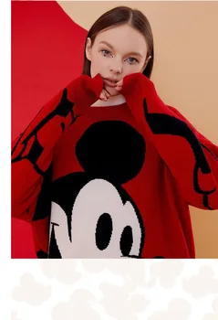 Disney Mickey Mouse Toamna Iarna Tricotate Jumper Topuri guler Pulovere Casual, Pulovere Femei cu Maneca Lunga Pulover Fete
