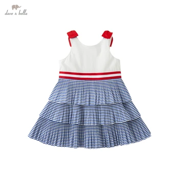 DKS17584-K dave bella vară fată copil drăguț arc rochie cu dungi copii de moda rochie de petrecere copii sugari lolita haine