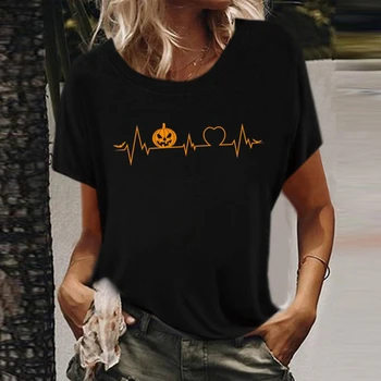 Dovleac Inima Lilieci Print Halloween T-shirt Femei de Vară 2020 Graphic Tee de Moda cu Maneci Scurte Estetice Haine Mujer Camisetas