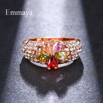 Emmaya Elegant Multicolor Zircon Inel Bijuterii a Crescut de Culoare de Aur de Logodna Inel de Nunta pentru Femei, Cadou de Petrecere