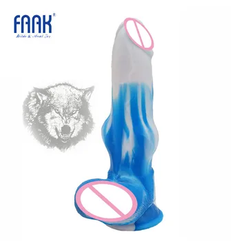 FAAK câine Animal dildo cu ventuza roșu și negru fetish jucarii sexuale pentru femei masturbator stimula anal pentru vagin sex-shop