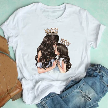 Femei cu Maneci Scurte Acuarelă Îmbrăcăminte Băiat de Moda Dragoste Desene animate Mama Mama Haine de Imprimare Tricou Femei Tee Top Graphic T-shirt