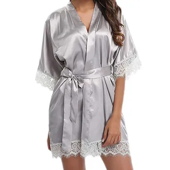 Femei Dantelă, Satin Cămașă De Noapte Sexy Sleepwear Lenjerie V Gât Rochie De Noapte Vrac Plus Dimensiune Cămașă De Noapte
