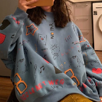 Femei Hoodies Teen Strada Harajuku Hip Hop Pastelate Tricou Pentru Femei De Imprimare Vrac De Agrement Hanorac 2021