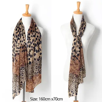 Femei Leopard de Imprimare Șifon Lung Eșarfă Mare Moda Împachetări Moale Primavara-Vara Doamnei Subțire Hijab Șal Elegant