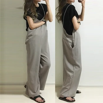 Femei-O Bucată de Vara Toamna Pantaloni Japoneze Bretele Doamnelor Moda Pierde Toate-in-unul Casual Salopeta Buzunar Plin Lungime Simplu