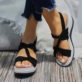 Femei Sandale Wedges Cârlig Buclă Platforma de Vara pentru Femeie Pantofi Casual Solidă Non-Alunecare Curea Glezna Doamnelor Plus Dimensiune 43 Concis 2021