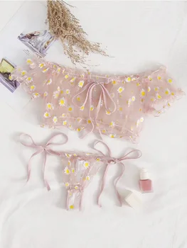 Femei Sexy Lace Daisy Set De Sutien Transparent Erotic Sus Tanga Împinge În Sus Bikini Seturi De Lenjerie Costum De Îmbrăcăminte Exotic Este De Sex Feminin