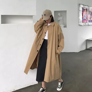 Femeile Șanț Solid Toamna Studenta Singur Pieptul Moda Stil coreean Supradimensionate Silm Toate-meci de Streetwear Femeie Temperament