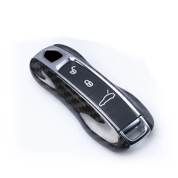 Fibra De Carbon De La Distanță Smart Key Fob Acoperire Pentru Porsche Cayenne, Panamera 2017 2018 Interiorul Masinii De Turnare Trim Breloc Negru Cazul