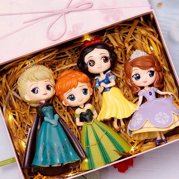 FIERBINTE de 25 de Stil Disney Princess Q Posket Printesa Zapezii Elsa & Anna clovn PVC Păpuși Anime Cifrele de Colectie Model de Copil Jucarii Cadou