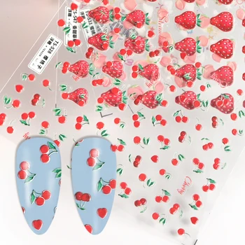 Fructe Autocolante Nail Art Accesorii de Fructe de Cireșe Căpșuni Autocolante Unghiilor 5D Relief Nori Decalcomanii de Unghii Pentru Manichiura Decoratiuni