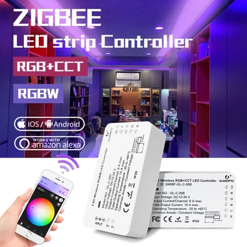 GLEDOPTO DC12-24V Inteligent RGBW/RGBCCT CONDUS ZigBee Controler Benzi, dispozitive de Automatizare, Alexa control Vocal, control App Telefon