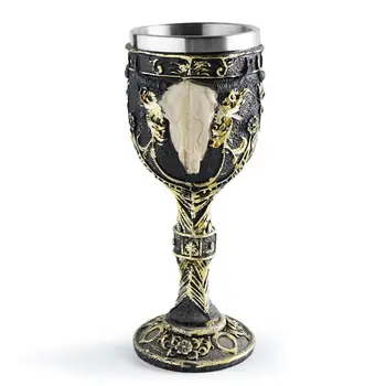 Gotic Vin Pocalul Conține Dragon cu Gheare Viking Schelet Retro Oțel Inoxidabil&Rășină Pahar de Vin, cel MAI bun Halloween Cadouri Bar Drinkware
