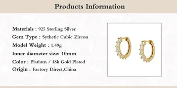 GS 925 Sterline de Argint, Aur, Violet, Verde Hoop Cercei Piercing Pendiente Cerc Rotund Colorat Mark Cercei Zircon Bijuterii