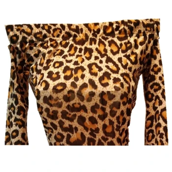Haine pentru femei Leopard de Imprimare Rochie de Epocă de Pe Umăr rochie Bodycon O Linie Rochie de Zi Casual Vestidos de sex Feminin 2021
