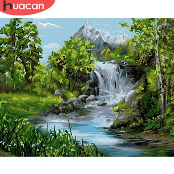HUACAN Râu, Peisaj Imagini De Numărul de Kituri de Acasă Decor Pictura De Număr Natural Desen Pe Panza pictate manual Artă Cadou