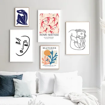 Ia Flori Pentru Casa Ta Arta de Perete Abstract Matisse Linie Fata Postere si Printuri Poze de Perete pentru Camera de zi Decor Acasă