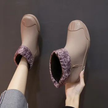 Iarna Cizme Glezna Pantofi Femei Cizme de Ploaie pentru Ploaie Impermeabil Apa Pantofi Glezna Rianboots Calde, cu Ciorap pentru Winterdf65
