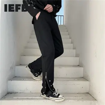 IEFB coreeană Stil de Design de Costum pentru Bărbați Pantaloni 2021 Toamna Noua Moda Personal Nișă cu Fermoar Metalic Butonul de Jos Pantaloni Slim 9Y6332