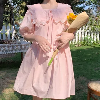 Japonez Drăguț Peter Pan Guler, Mâneci Largi Moale Fata Rochie Kawaii Lolita Dulce Baby Doll Rochii De Printesa 2021 Vara Noi