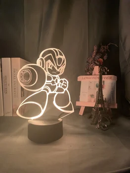 Jocul Mega Man Figura Copil Lumina de Noapte Led-uri cu Senzor Tactil Colorat Veioza Rockman Cadou pentru Copii, Sala de Masa 3D Lampa Megaman