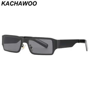 Kachawoo epocă ochelari de soare femei pătrat din oțel inoxidabil de metal moda ochelari de soare pentru barbati dreptunghi negru argintiu de Vară 2021
