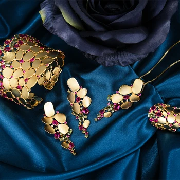 KellyBola De Lux De Aur Largă Necklack Brățară Cercei Set Inel De Femei Din Africa De Mireasa De La Nunta Petrecere Moda Bijuterii Rafinat 2021
