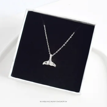 La Monada Femei Colier Argint 925 Lanțuri Femeie Pe Gât Delfin Coadă de Pește Pandantiv Bijuterii Fine Pentru Femei Colier de Argint Fata
