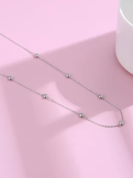 LEKANI Argint 925 Link-ul Lanț Colier Clar CZ Scurt Metal Cravată Coliere Pentru Femei Fine Bijuterii de Argint New Sosire