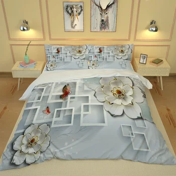 Lenjerie de pat de lux seturi de relief flori lenjerie de pat fata de Perna Pat Lenjerii de pat Queen Elegant Adult