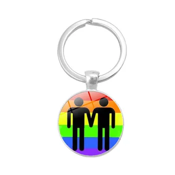 Lesbiene Gay Pride Curcubeu Cabochon Sticla Breloc Cheie Auto Lanț de Chei Brelocuri LGBT Bijuterii Unisex