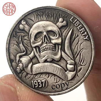 Libertatea 1937 Vagabond Monede Craniu De Taur Cenți Copia Fisei De Cupru Monede De Colecție Copia Fisei